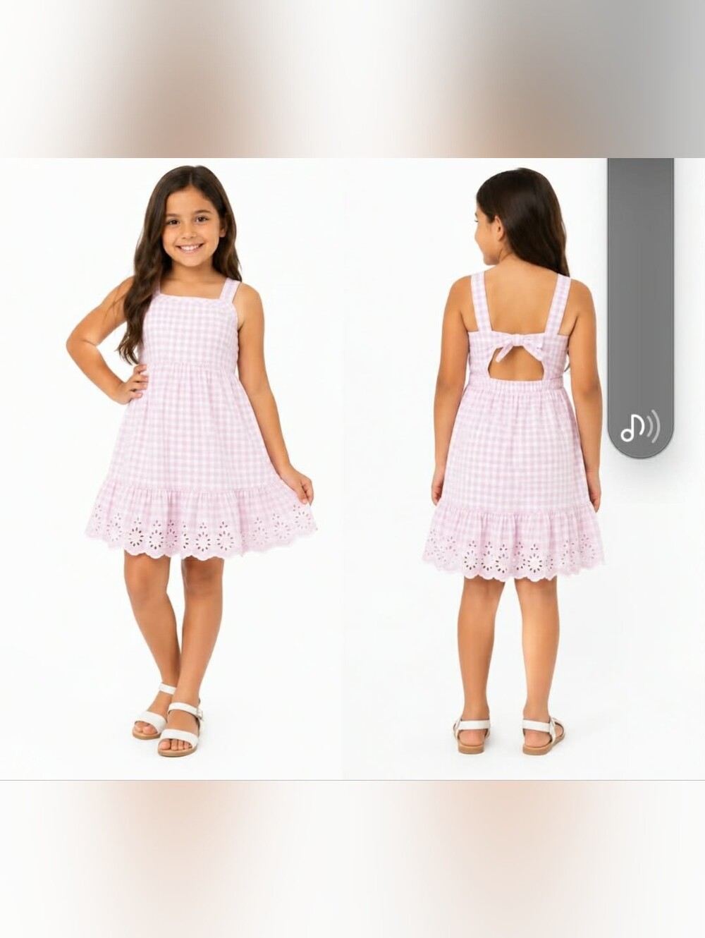 Cat & Jack Pink Gingham Eyelet-Trim Sundress with Back Tie